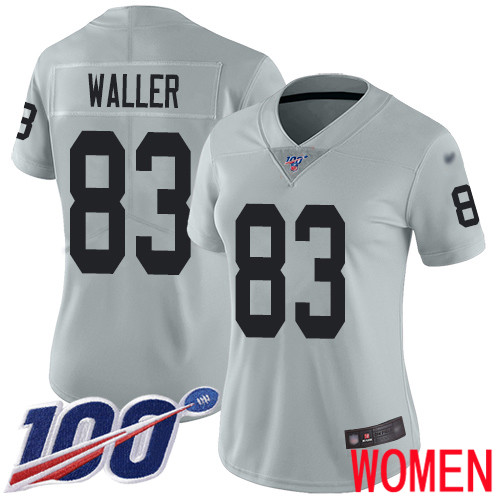 Oakland Raiders Limited Silver Women Darren Waller Jersey NFL Football #83 100th Season Inverted Jersey